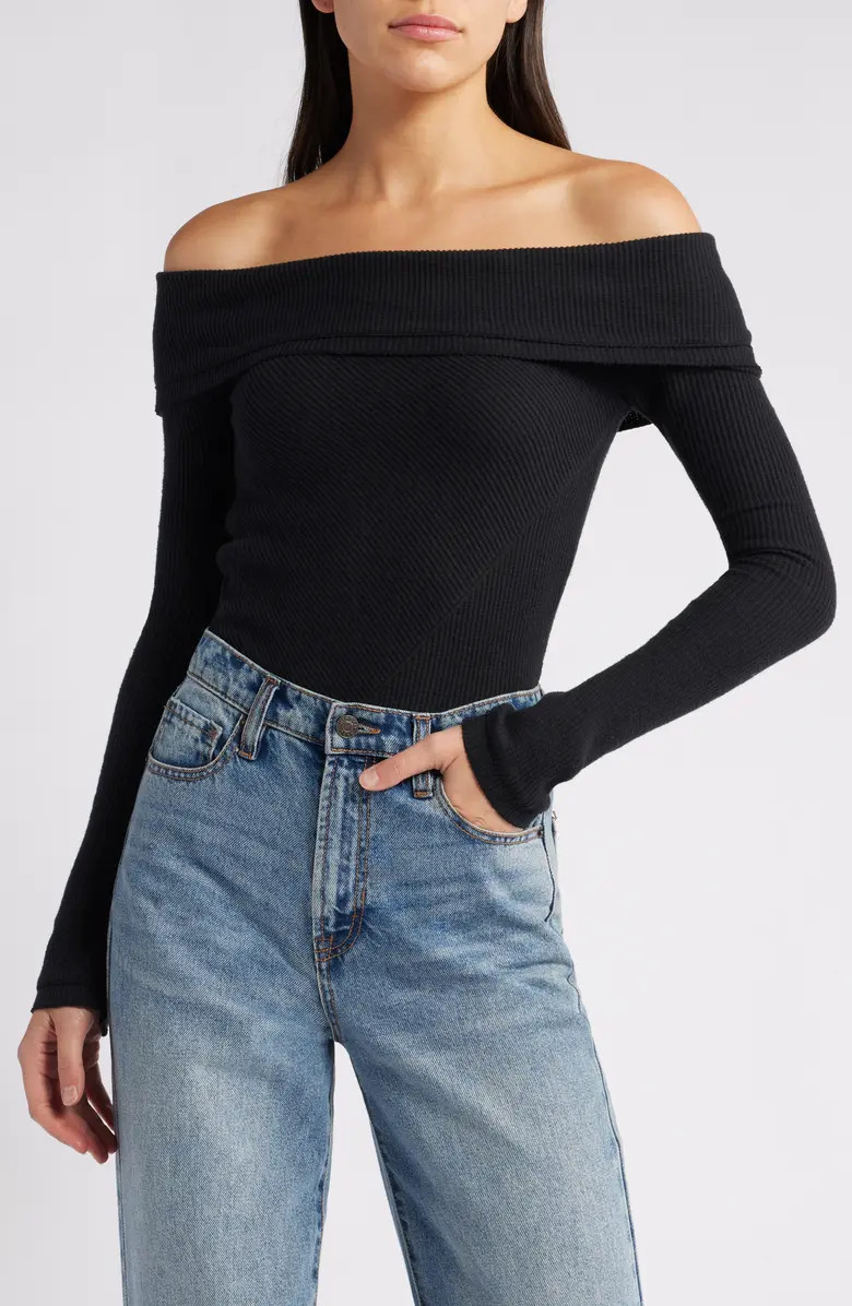 Autumn Cozy Off the Shoulder Waffle Stitch Bodysuit | Nordstrom