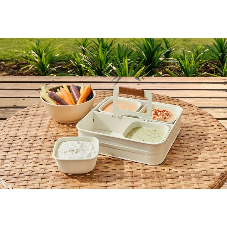 Better Homes & Gardens White Galvanized Steel Square Serve Tray Bowl Set, 9.05" L x 9.05" W | Walmart (US)