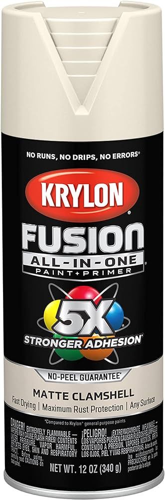 Krylon K02799007 Fusion All-In-One Spray Paint for Indoor/Outdoor Use, Matte Clamshell Off-White | Amazon (US)