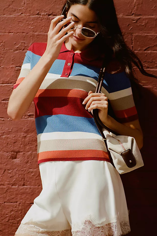 Short-Sleeve Polo Sweater | Anthropologie (US)