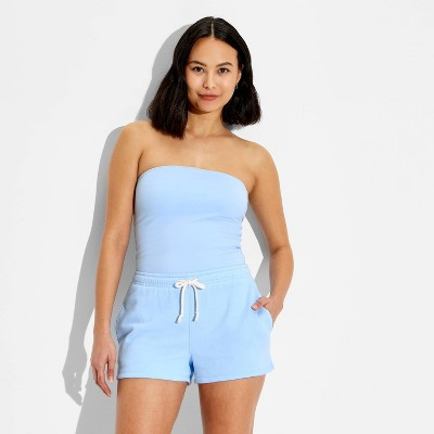 Women's Mid-Rise Fleece Pull-On Shorts - Wild Fable™ Blue L | Target