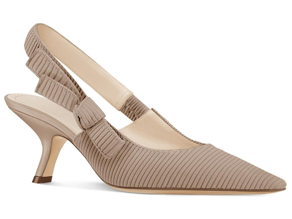 Coutgo Womens Slingback Kitten Heels Closed Pointed Toe Bowknot Knitted Slip On Work Pumps Dress ... | Amazon (US)