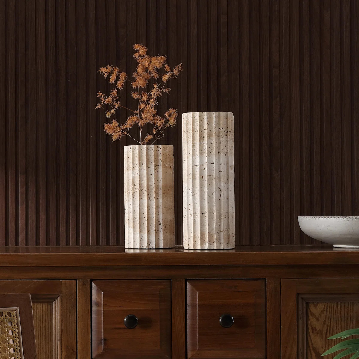 Introducing the Wargo Set of 2, a pair of beautifully crafted travertine vases that bring natural... | Wayfair North America