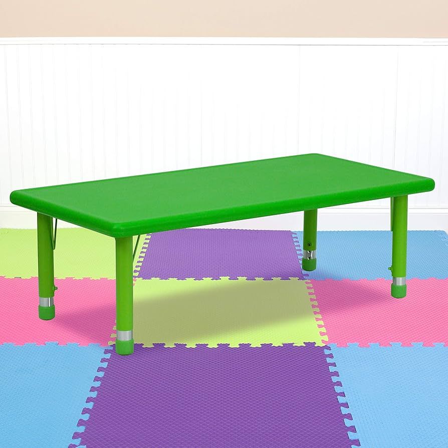 EMMA + OLIVER 24x48 Green Plastic Height Adjustable Activity Table | Amazon (US)