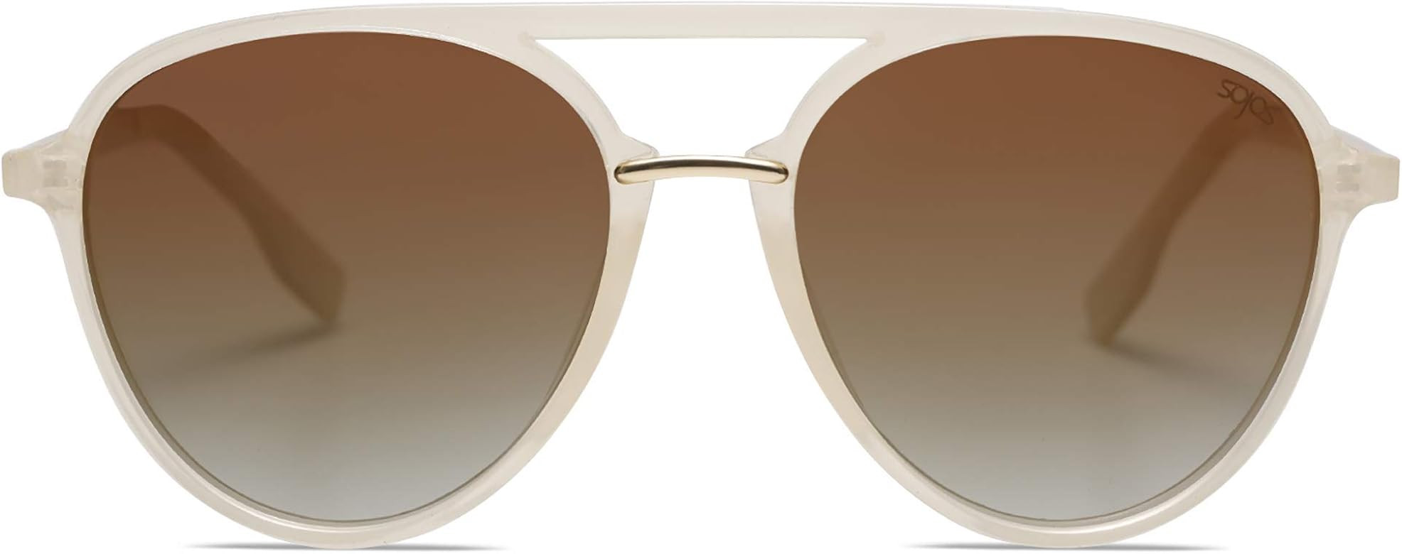 SOJOS Retro Aviator Polarized Sunglasses for Women Men Double Bridge Ladies Shades SJ2078 | Amazon (US)