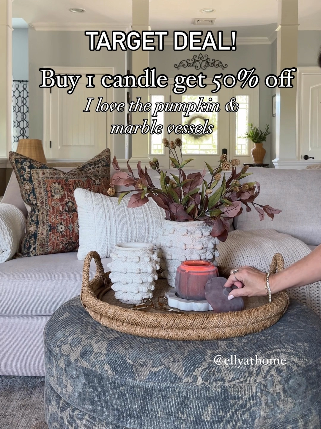 Target candle deal! Buy 1 get 50% off! Fall candles on beautiful pumpkin, marble and glass vessels. Shop fall throw pillows, blankets, vases, tray. Fall home decor accessories. 

#LTKHome #LTKVideo #LTKSaleAlert