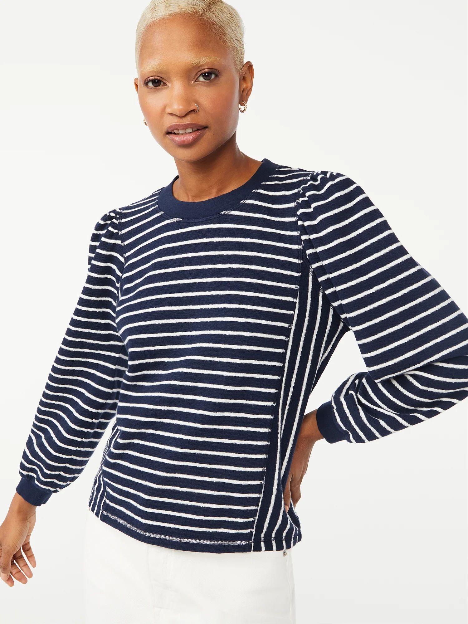 Free Assembly Women's Bubble Top with Pleated Shoulders - Walmart.com | Walmart (US)