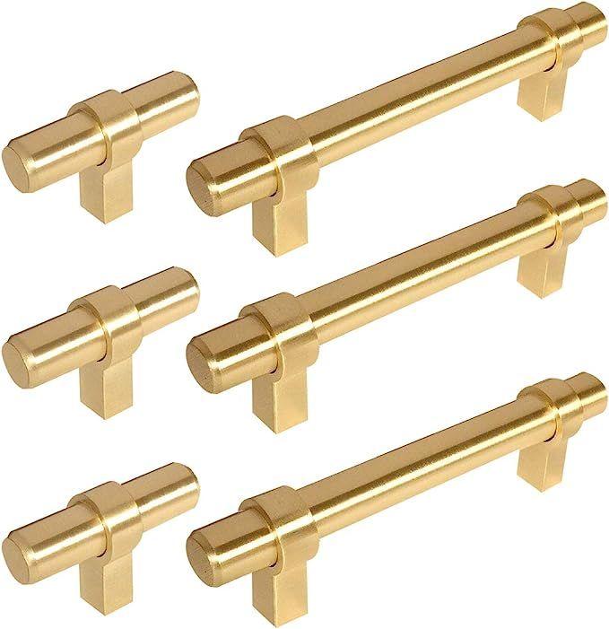 Sunriver 24 Hollow Pack Brushed Brass Kitchen Cabinet Handles,12pcs Gold Hardware Drawer Bar Pull... | Amazon (US)