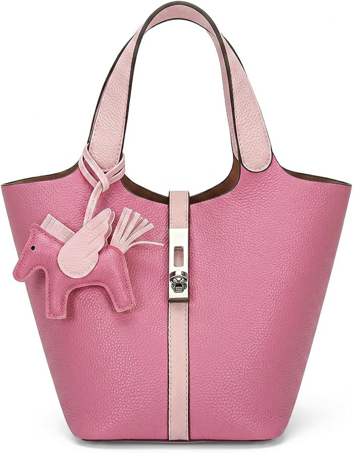 Tote Bag for Women Vegan Leather Bucket Purse for Women Top Handle Handbag Shoulder Bag with Detachable Small Purse | Amazon (US)