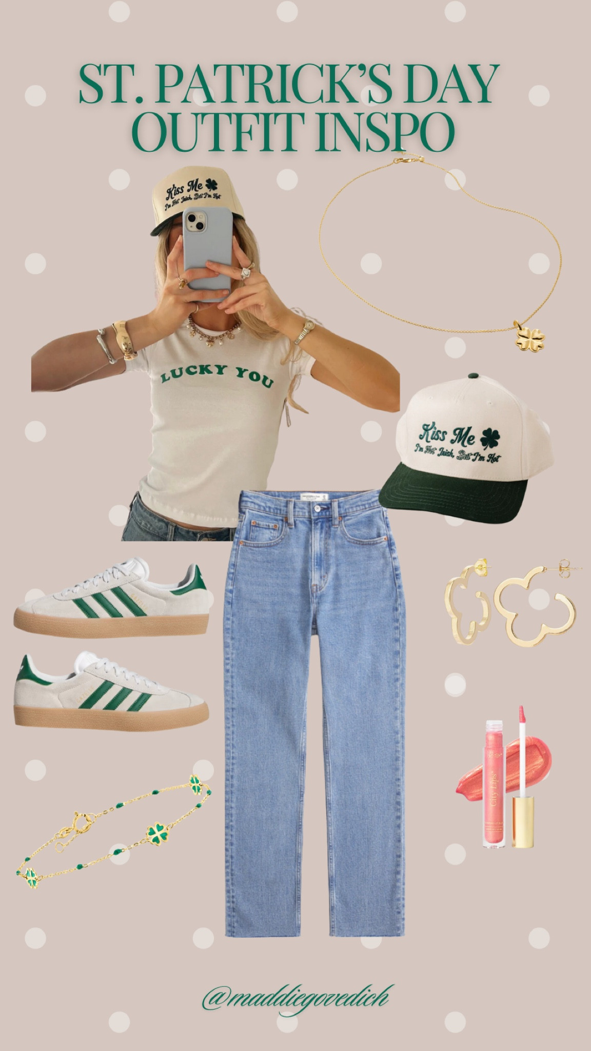 St. Patrick’s Day Outfit Inspo🍀 Use my code MADDIEGOVEDICH for 10% off Vestique!!✨ St. Patrick’s Day | Green | Jeans | Adidas | Coupon

#LTKFindsUnder50 #LTKSeasonal #LTKFindsUnder100