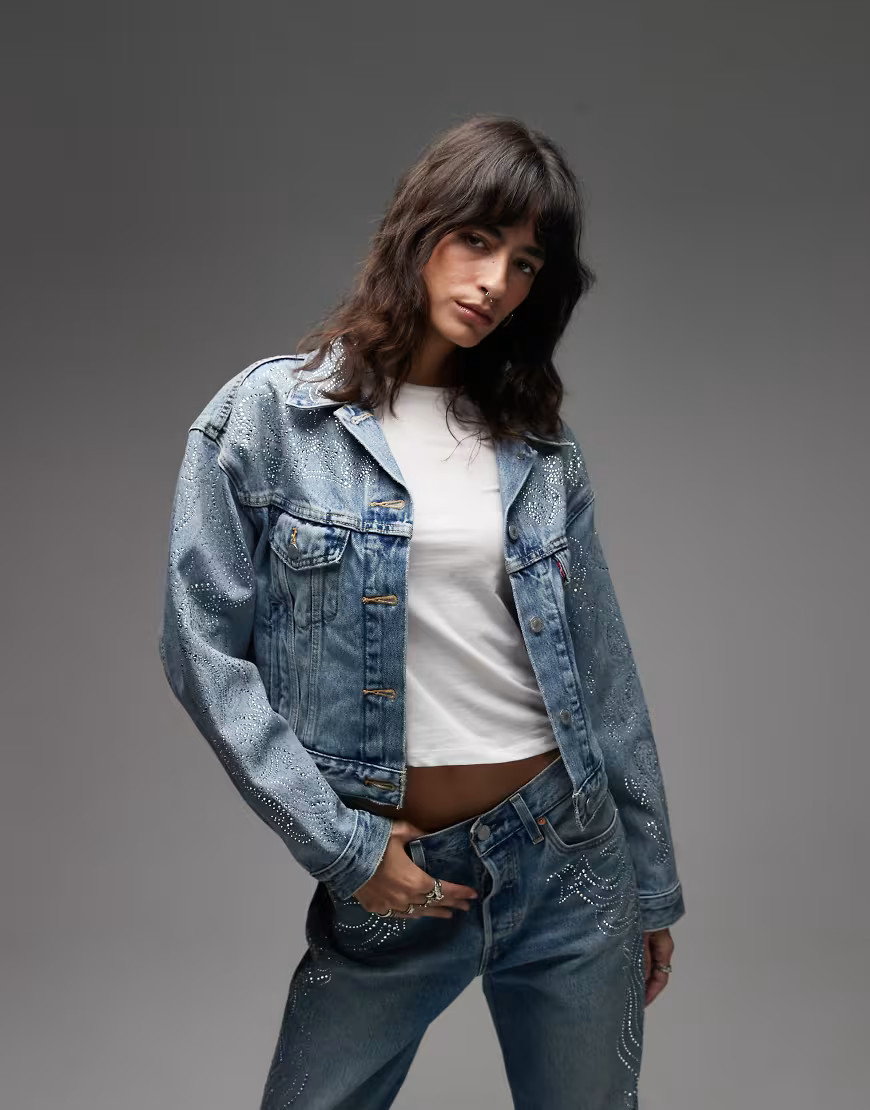 BEYONCÉ X LEVI'S® Western Crystal Collection denim jacket in blue | ASOS (Global)