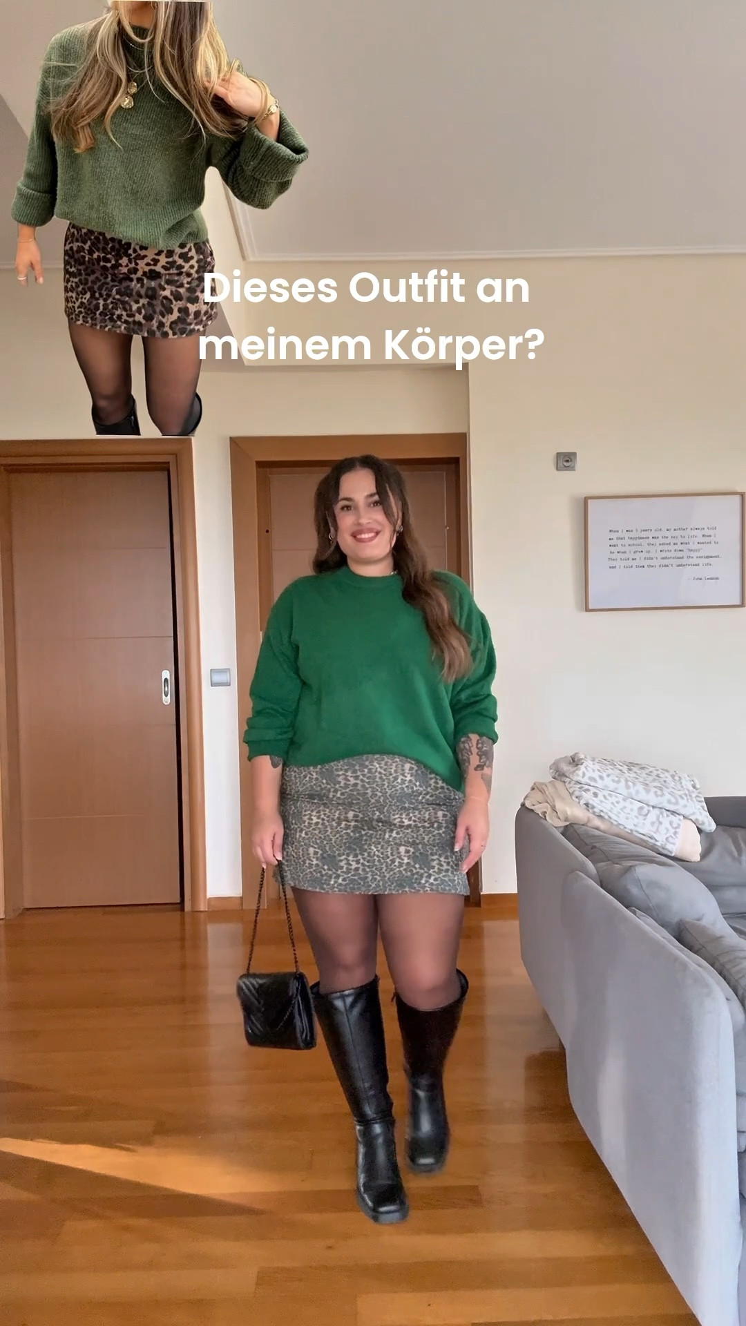 Leo Rock und grüner Pulli an meinem Körper mit Größe 44? Ja aber klar! 

#LTKcurves #LTKmidsize #LTKwinter