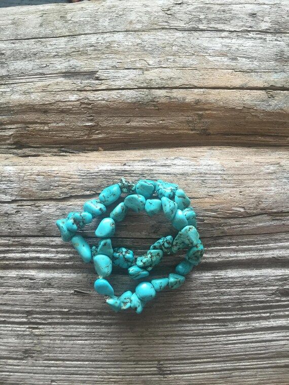 Pair Of Turquoise Bracelets, Stretch Stone Jewelry | Etsy (US)
