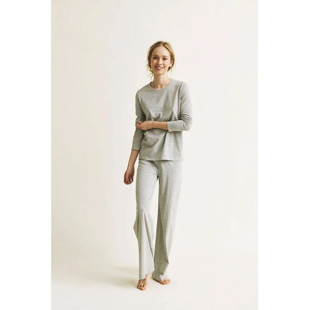 Natural Skin Jael Long Sleeve Tee Grey | Organic Sleepwear | Content | Content Beauty