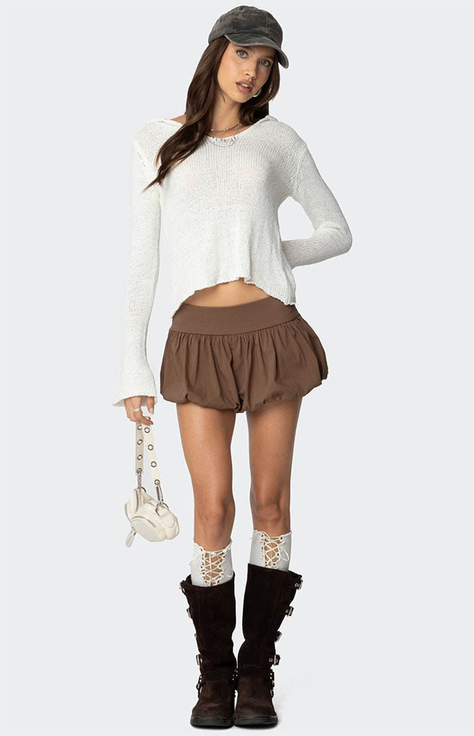Edikted Women's Adrianna Bubble Micro Shorts in Brown - Size Large | PacSun