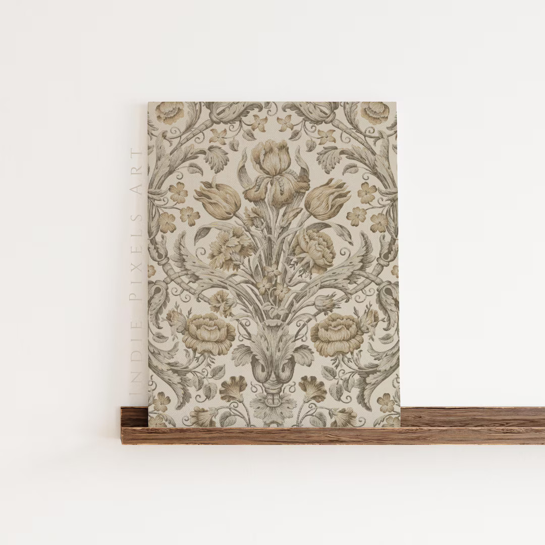 Neutral Textile Wall Art Vintage Textile Print Rustic Neutral Wall Art Vintage Beige Brown Farmho... | Etsy (US)