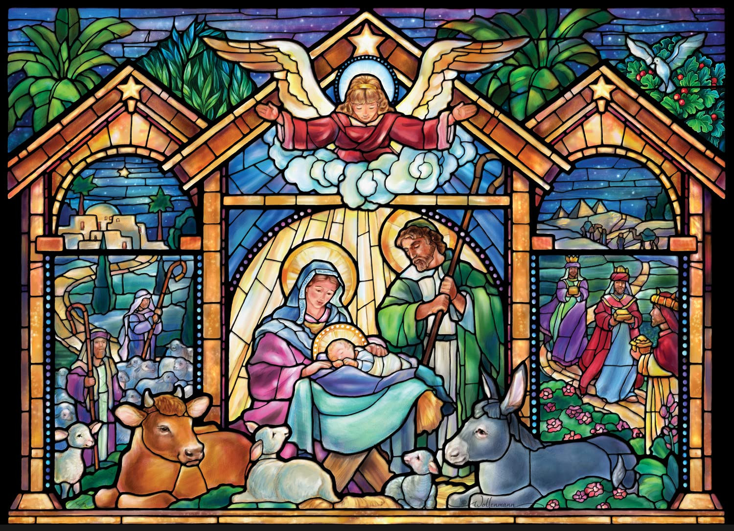 Advent Calendar Jigsaw Puzzle Nativity Scene 1000 Pieces by Vermont Christmas Company - 'Stained ... | Amazon (US)