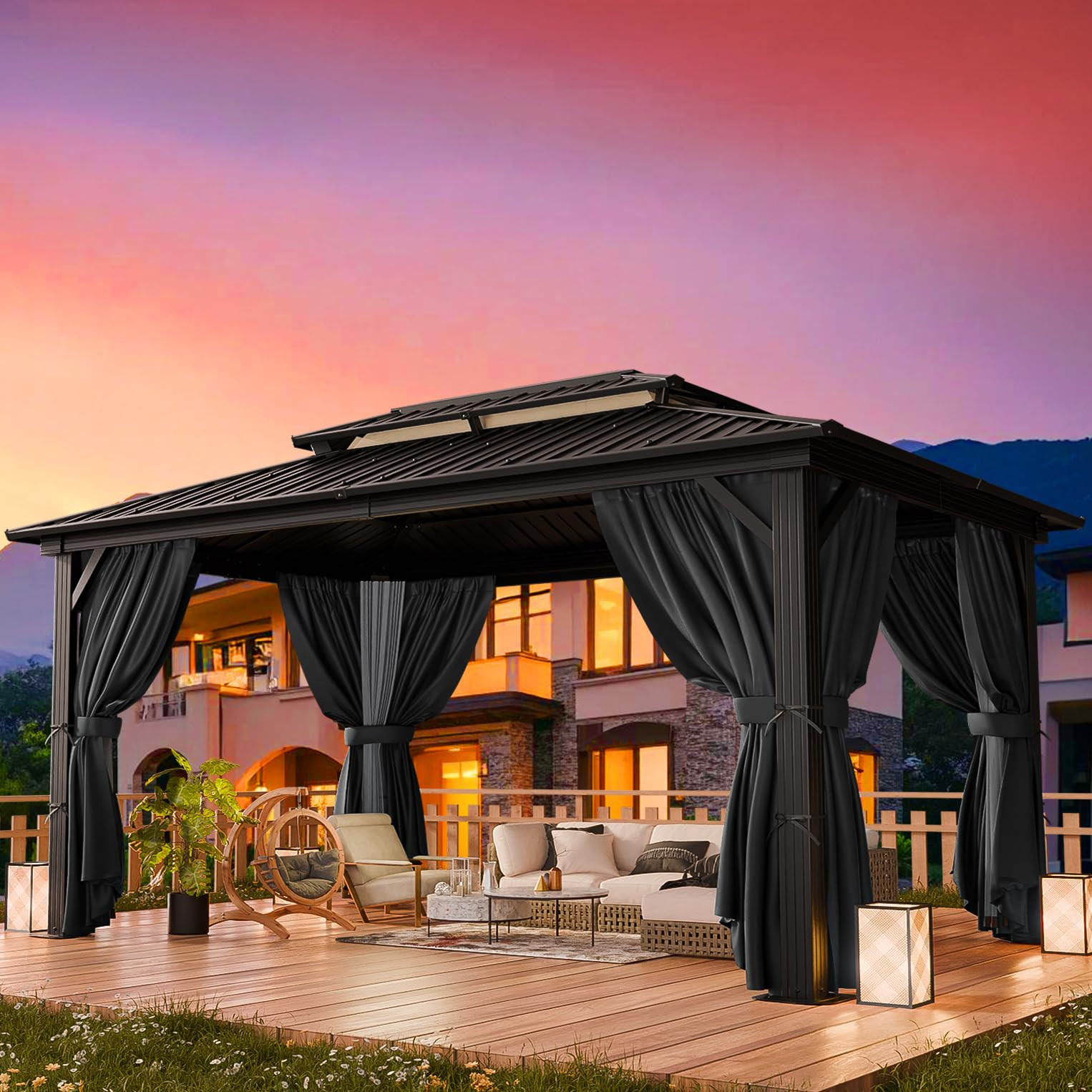 HOTEEL 10x12 Hardtop Gazebo on Clearance with Heavy Duty Galvanized Steel Double Metal roof,Alumi... | Amazon (US)