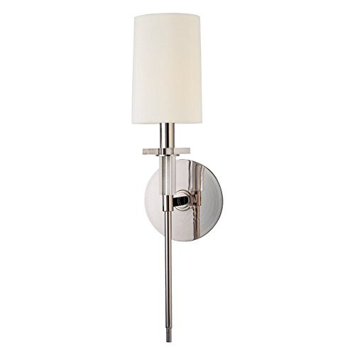 Amherst 1-Light Wall Sconce - Polished Nickel Finish with Off White Faux Silk Shade | Walmart (US)
