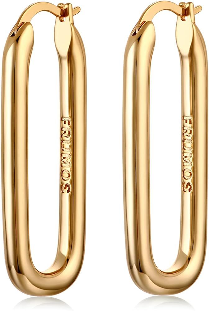 18K Gold Plated Chunky Hoop Earrings for Women Fashion Thick Gold Hoops Set Jewelry for Birthday ... | Amazon (US)