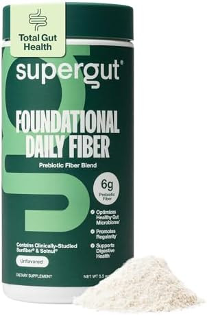 Supergut Foundational Daily Fiber Powder, Sugar Free & Vegan Prebiotic Fiber Blend for Gut Health... | Amazon (US)
