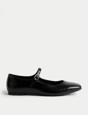 Buckle Flat Square Toe Ballet Pumps | Marks and Spencer US