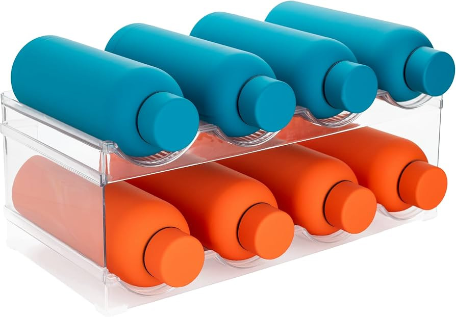 Water Bottle Organizer for Cabinet, Holds 8 Bottles, Anti Slip Stackable Water Bottle Organizer, ... | Amazon (US)