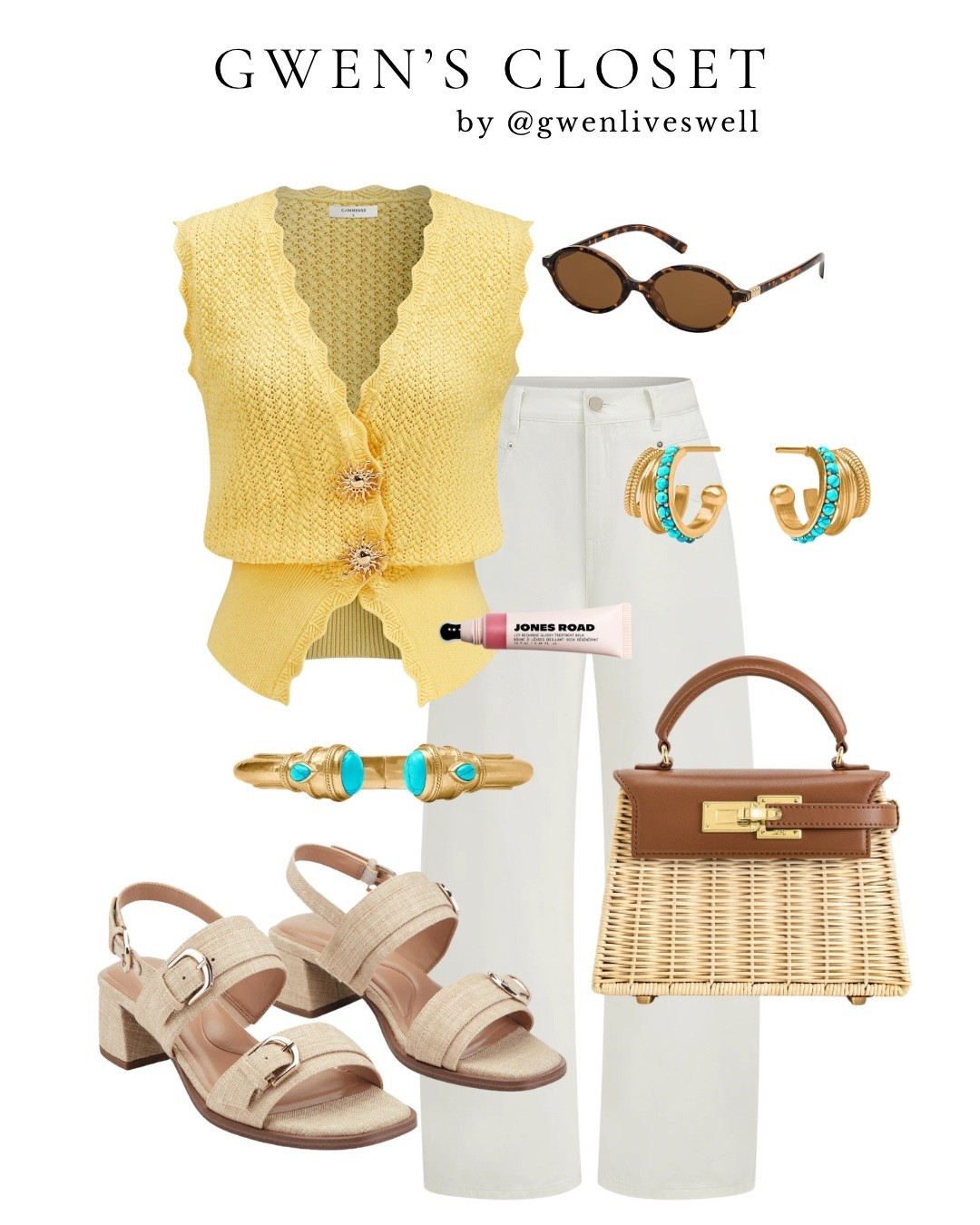 Soft summer tones with a pop of texture 💛 

This knit vest is the statement piece you didn’t know you needed—paired with crisp white denim and neutral accessories for an effortless, pulled-together look. The woven bag + turquoise details make it feel elevated but still easy.

Enjoy 12% off Commense sitewide with code GWENLIVESWELL_12

#julievos #easyspirit #summerstyle 


#LTKootd #LTKOver40 #LTKgrwm