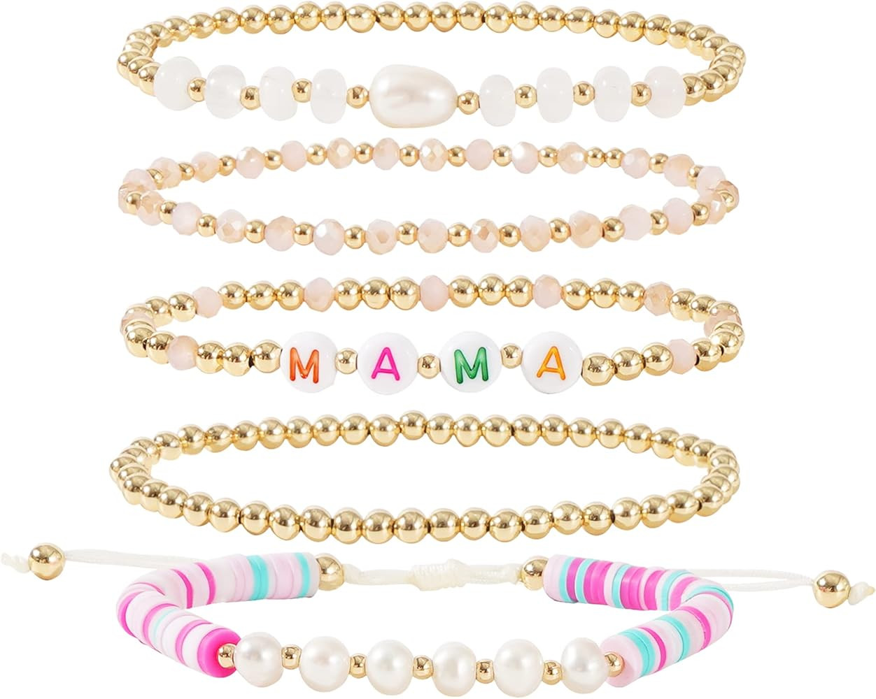 GOOJIDS Tiny Pearl Gold Beaded Bracelets For Women Dainty Gold Plated Pearls Stack Gold Layered B... | Amazon (US)