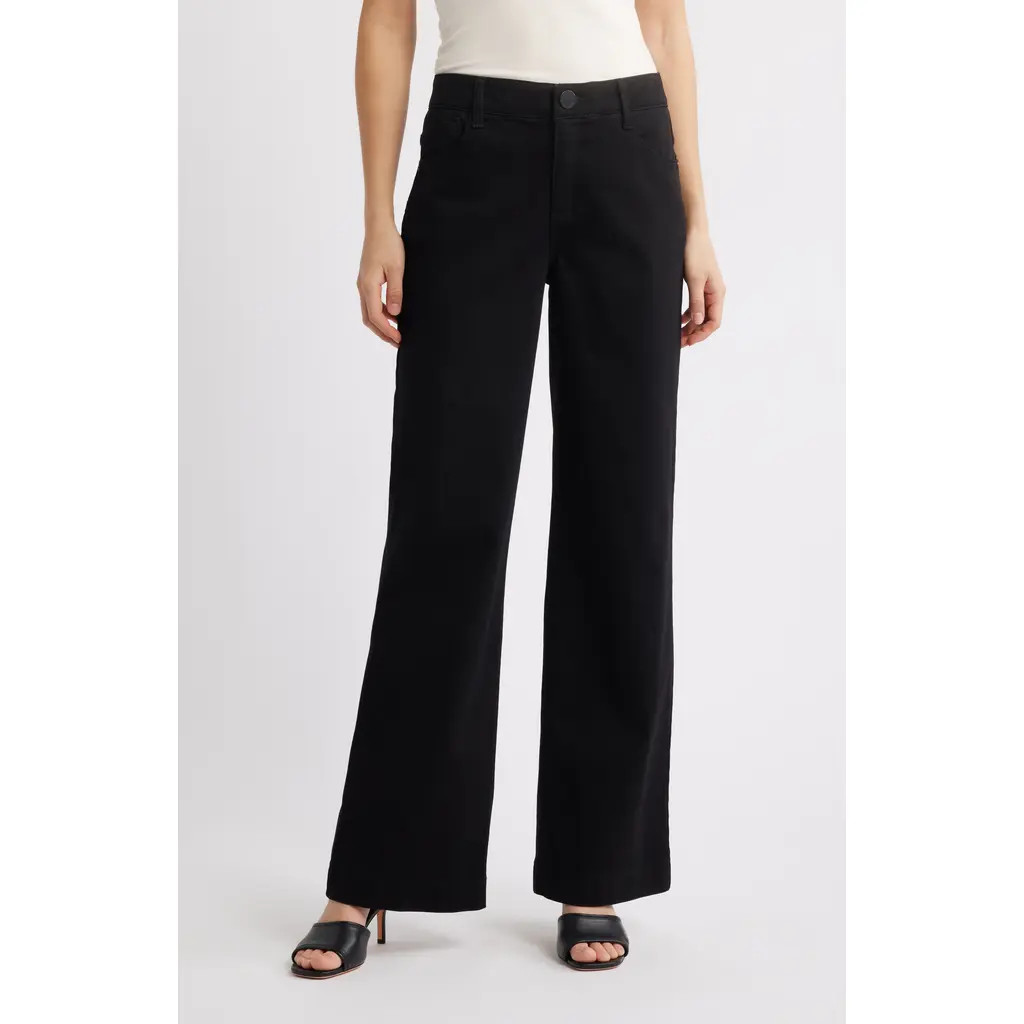 Wit & Wisdom Sam 'Ab'Solution High Waist Wide Leg Jeans in Black at Nordstrom, Size 12 | Nordstrom