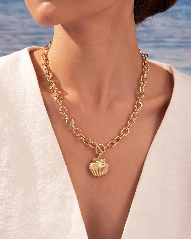 CHESKY 14K Gold Plated Chunky Necklace for Women, Trendy Paperclip Chain Necklace Thick Cross Hea... | Amazon (US)