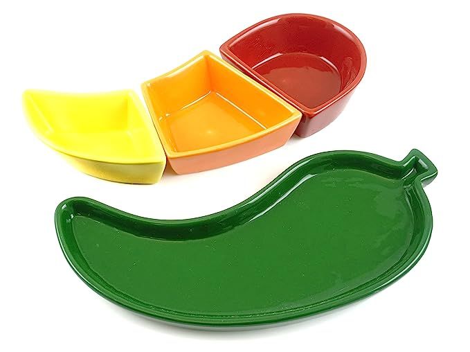 Fiesta Chili Pepper Tray with Stackable Dip Salsa Bowl Dish Set | Amazon (US)