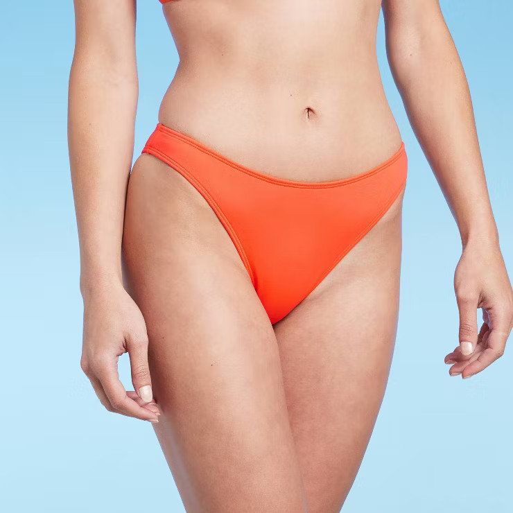 Women's High Leg Extra Cheeky Bikini Bottom - Shade & Shore™ Orange | Target