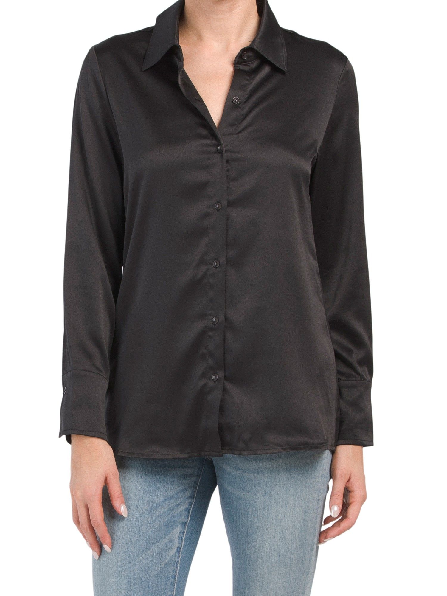 Satin Button Up Shirt | Long Sleeve Tops | Marshalls | Marshalls