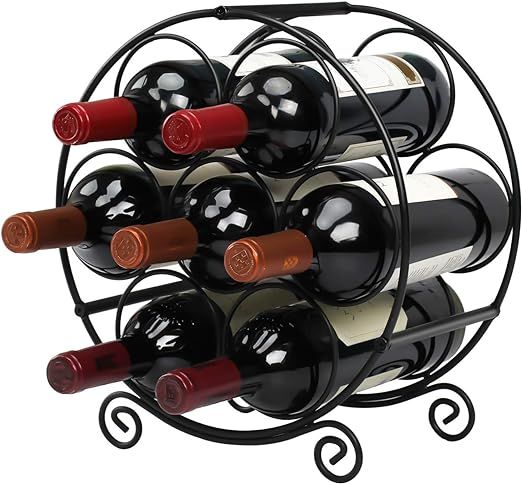 TreeLen Wine Racks Countertop, 7 Bottles Wine Organizer Stand, Metal Free Standing Wine Storage H... | Amazon (US)