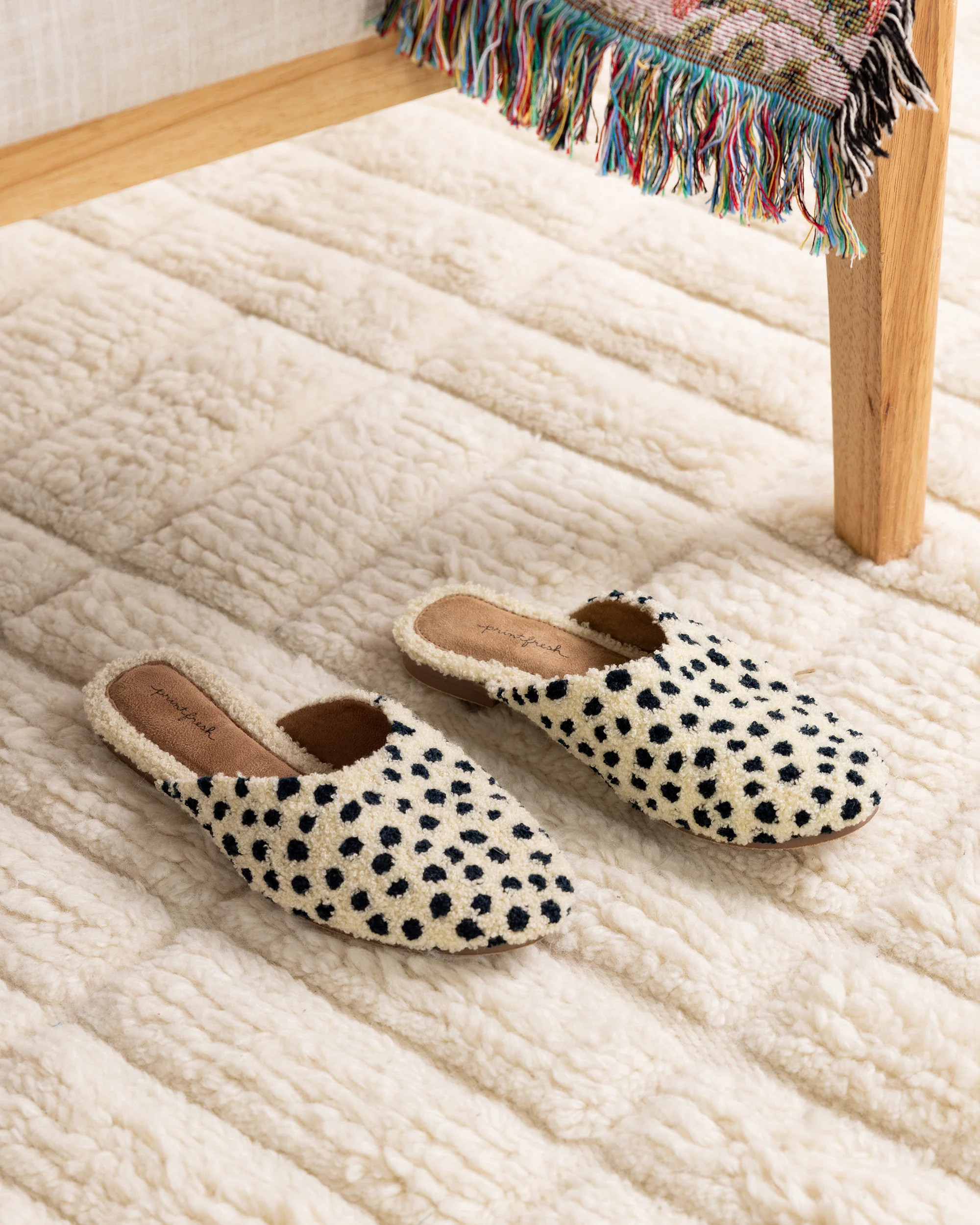 Leopard Spot - Tufted Slippers - Cream | Printfresh