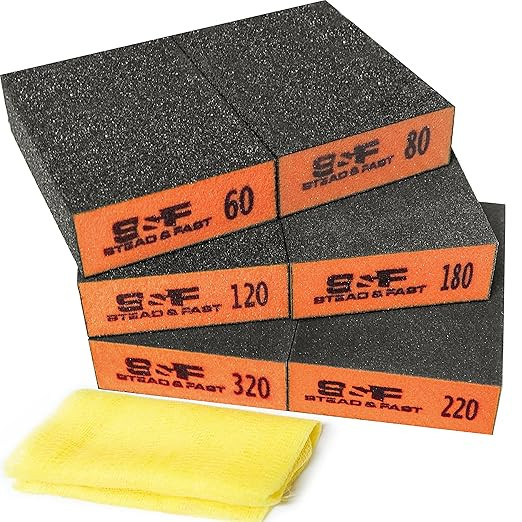 Sanding Sponge 6 Pack by S&F STEAD & FAST, Sanding Blocks for Wood Drywall Metal 60 80 120 180 22... | Amazon (US)
