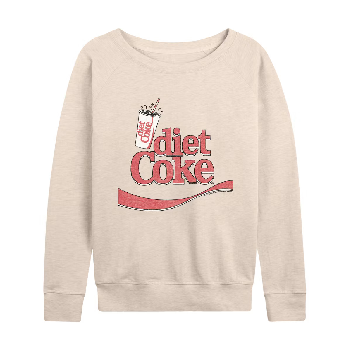 Women's - Diet Coke - Cup Drink Logo Lightweight French Terry Wide Neck Long Sleeve Shirt | Target