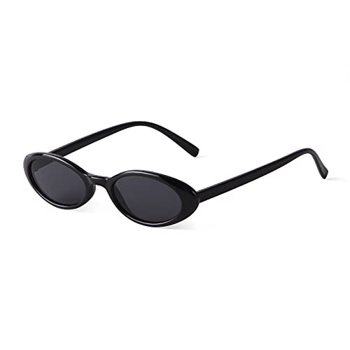 VIA LEECA Retro 90s Oval Sunglasses Women Small Trendy Small Fashion Tinted Narrow Sun Glasses UV400 Protection for Driving Party Gift Black Aesthetic Accessories | Amazon (US)