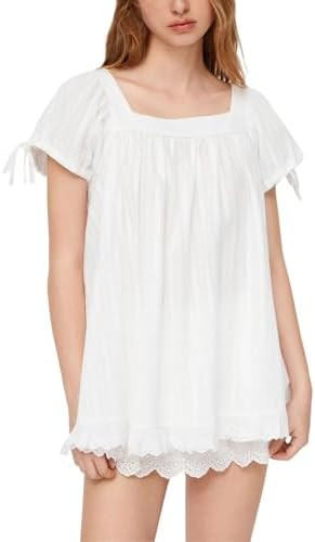 Womens Square Neck Blouse Short Sleeve Babydoll Ruffle Tops Oversized Cute Peplum Casual Top | Amazon (US)