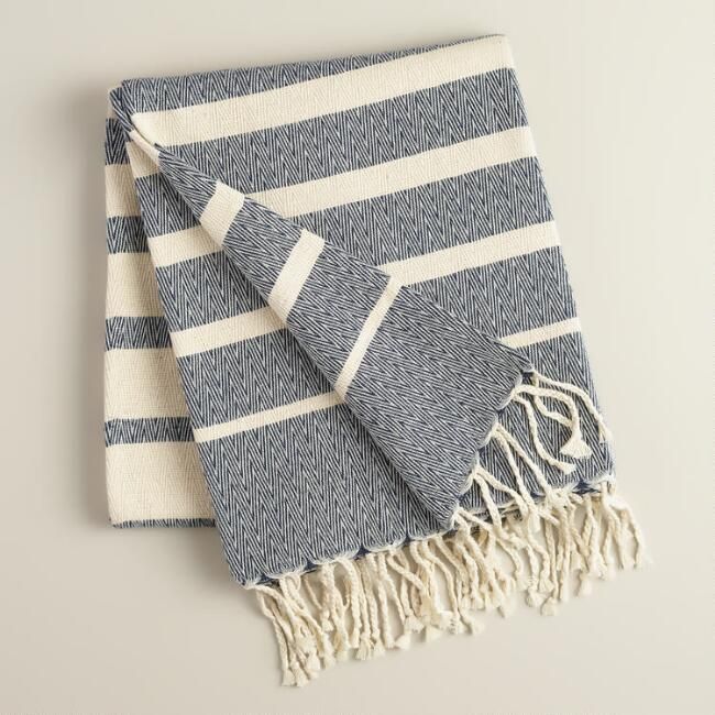 Blue Striped Throw | World Market