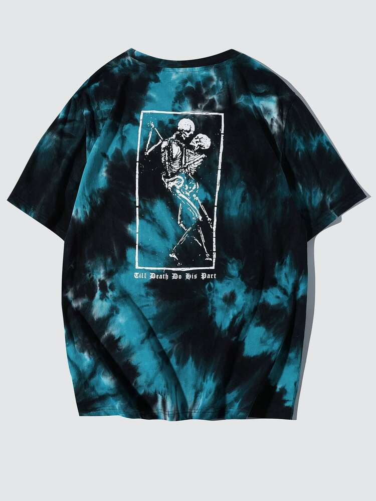 Men Slogan & Skeleton Graphic Tie Dye Tee | SHEIN