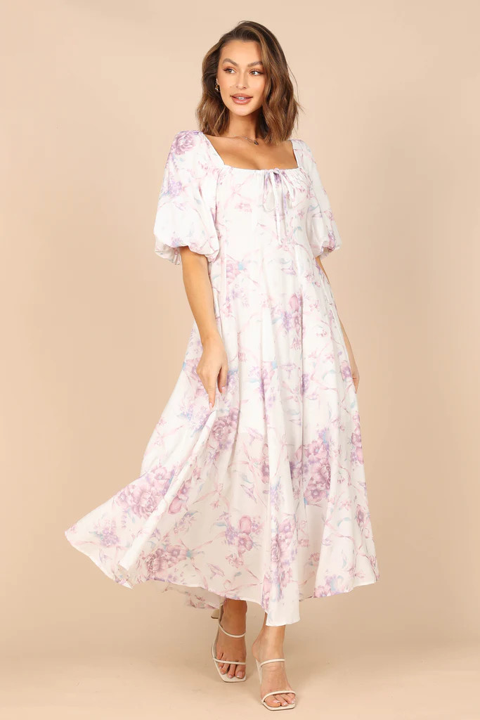Valerie Puff Sleeve Midi Dress - Purple Floral | Petal & Pup (US)