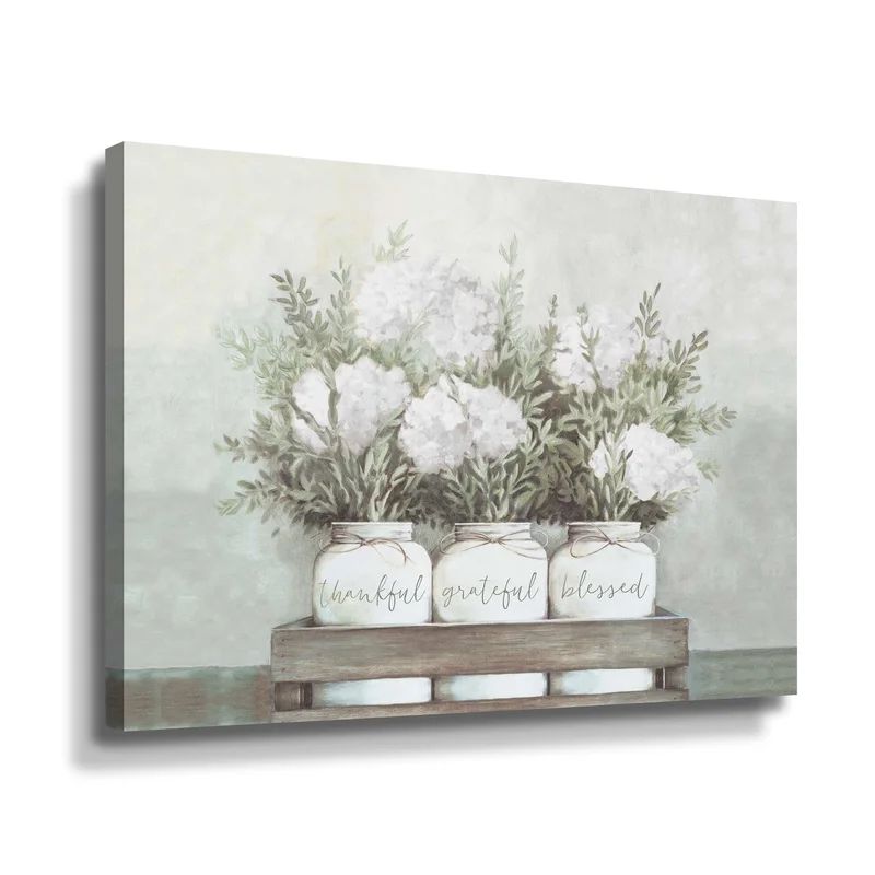 White Flower Jars by Portfolio Dogwood - Graphic Art on Canvas | Wayfair North America