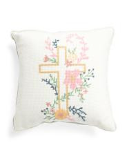 14x14 Floral Religious Cross Pillow | TJ Maxx