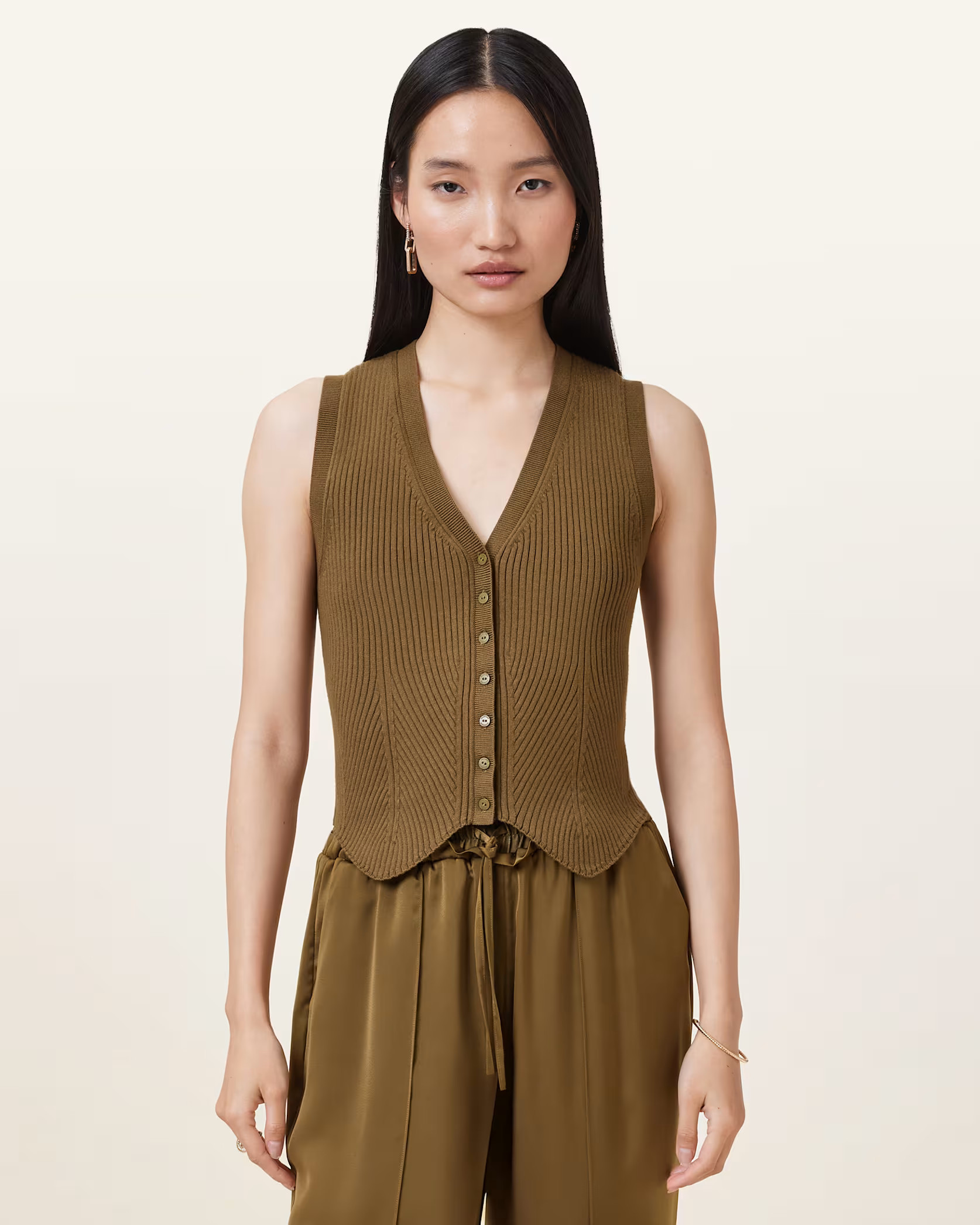 Cruz Ribbed Knitted Waistcoat | AllSaints UK