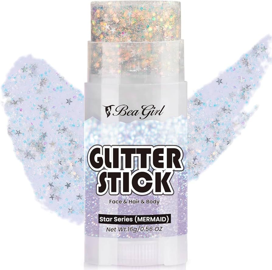 Mermaid Body Glitter Stick for Women,Singer Concerts Face Glitter Gel,Chunky Sequins Holographic ... | Amazon (US)