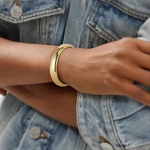 Emibele Bangle Cuff Bracelet Stack, Chunky Plated Teardrop Hinged Thick Bangle Bracelet Set, Non ... | Amazon (CA)