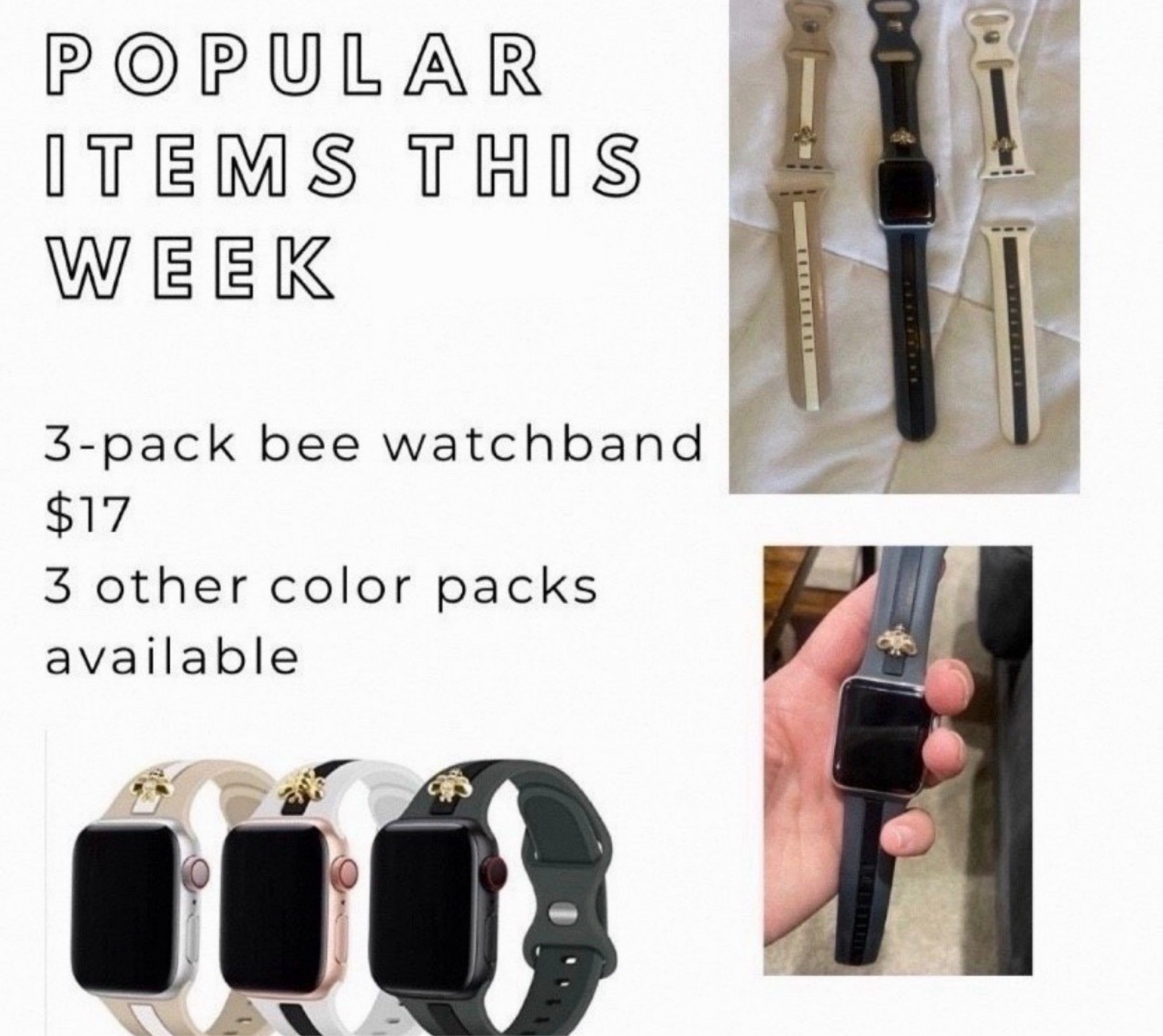 Mother’s Day - Gift idea for her : designer-look watchband 3-pack 


#designerdupe #applewatchband #watchband #beewatchband #giftsforher #giftsunder20 #giftsunder25 #budgetfinds #budgetfriendly #under25 

#LTKActive #LTKOver40 #LTKMothersDay #LTKU