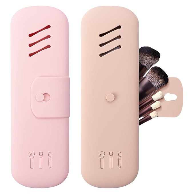Travel Makeup Brush Holder，Travel Essentials makeup brush case，Silicone Make Up Organizer Bag... | Amazon (US)